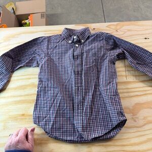 CHAPS Boys Plaid Button‎ Down Shirt Size 5 Long Sleeve Red Blue